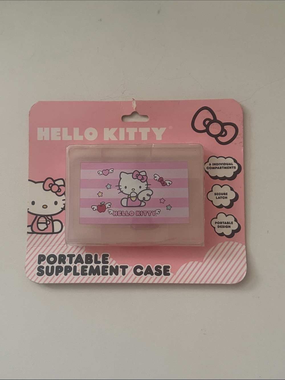 Hello Kitty Pink Striped Pill Organizer Case